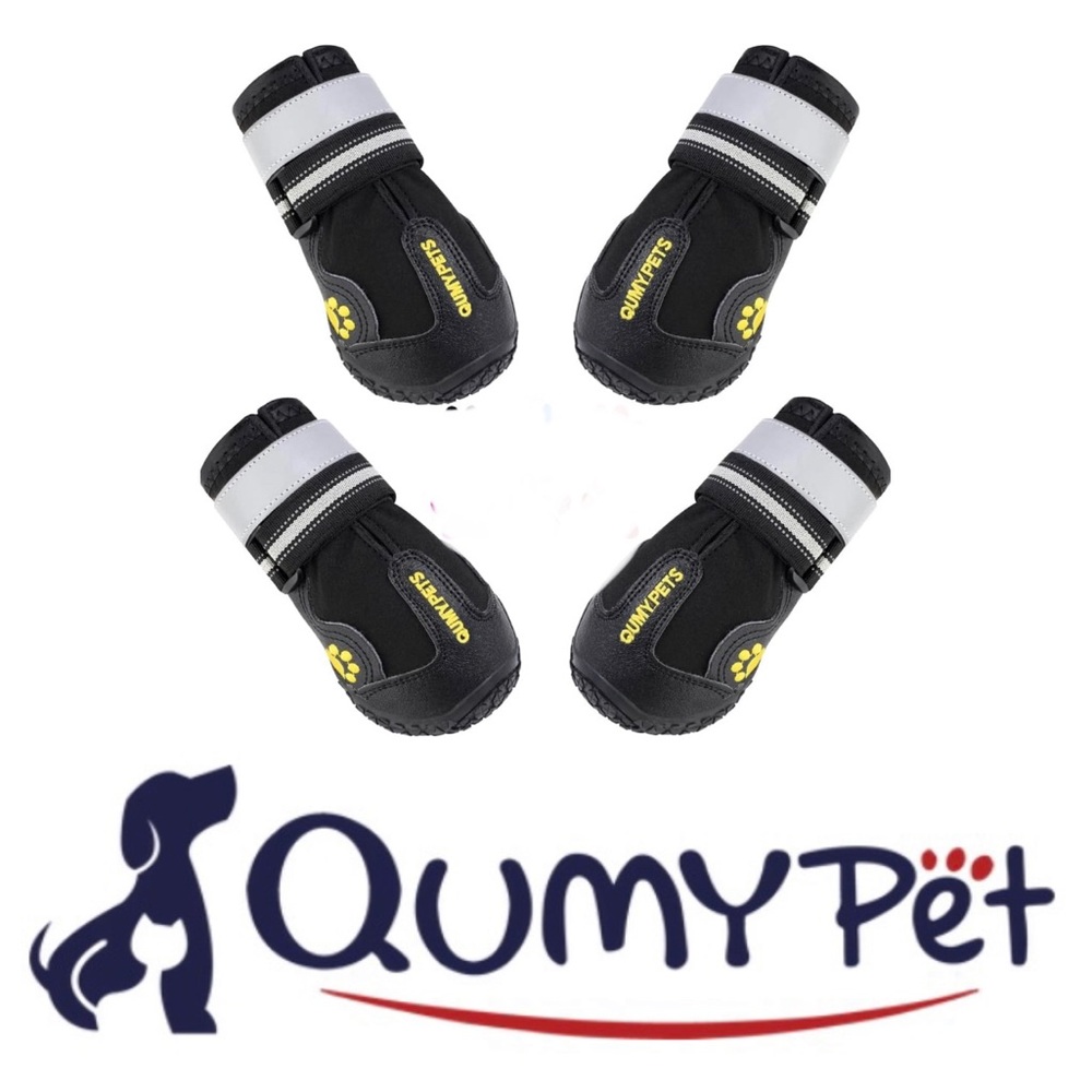 QUMY Black Dog Shoes for Large Dogs
